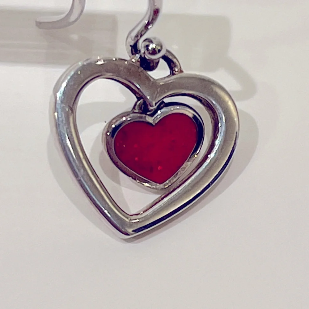 Coach Y2K VINTAGE Sterling Silver Heart Drop Earrings - Picture 8 of 8